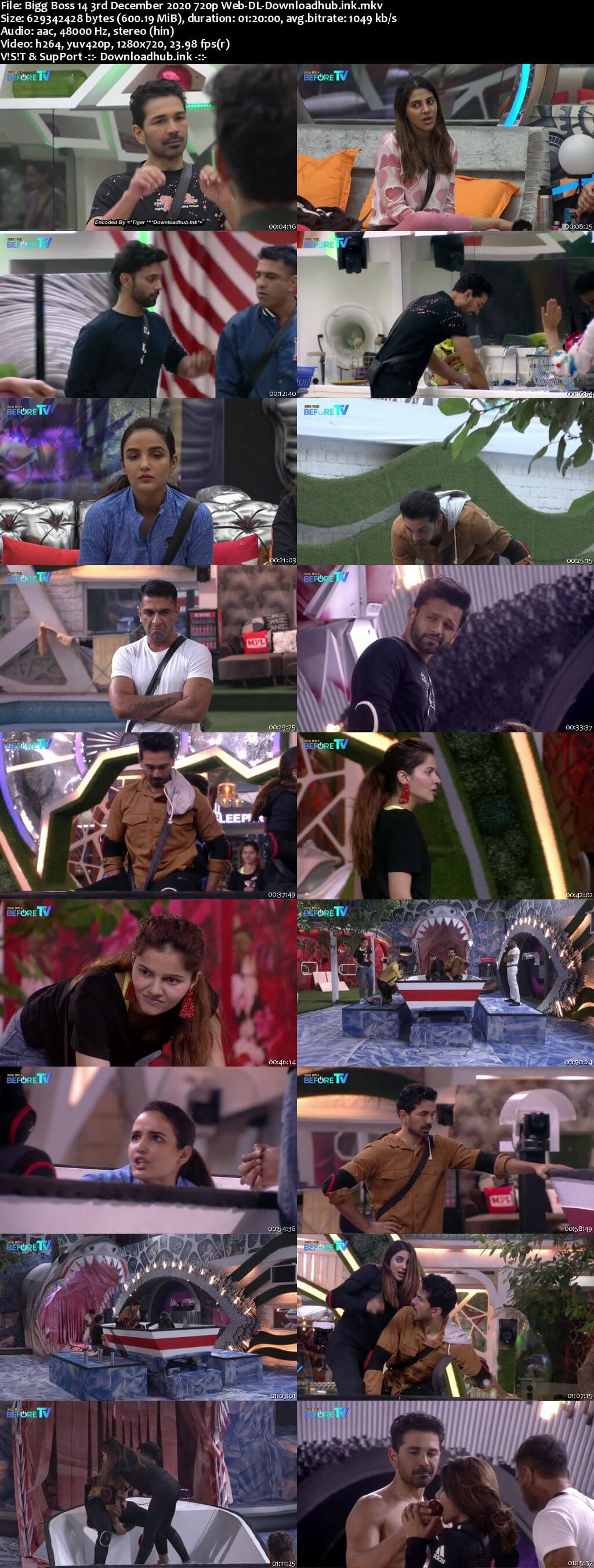 Bigg Boss 14 3rd December 2020 Episode 61 720p 480p Web-DL