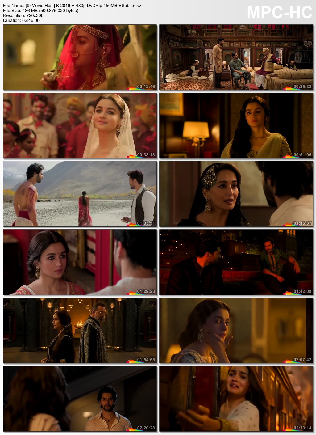 Kalank 2019 Hindi 480p DvDRip x264 450MB ESubs