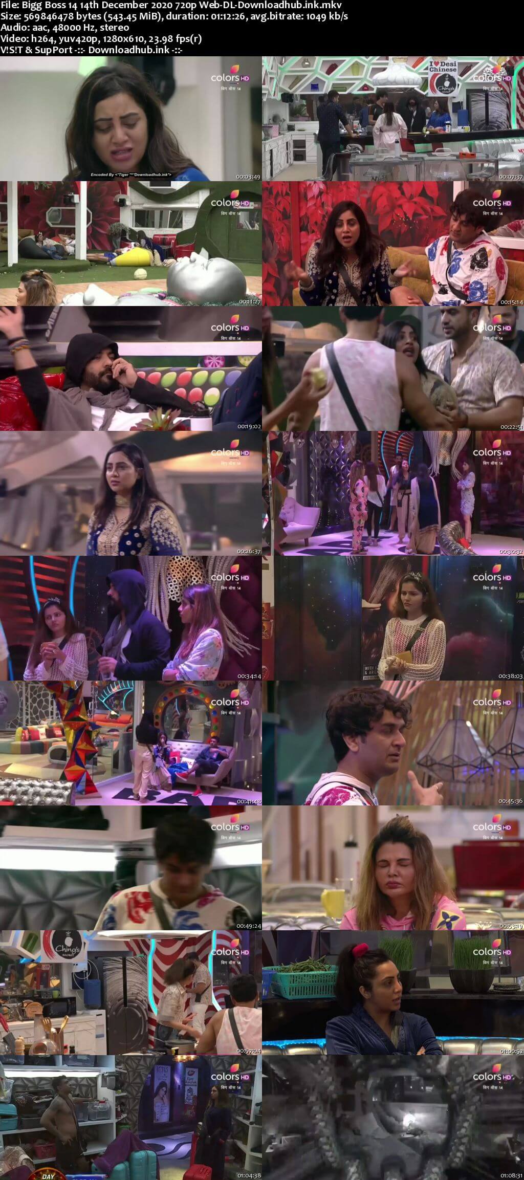 Bigg Boss 14 14th December 2020 Episode 72 720p 480p Web-DL