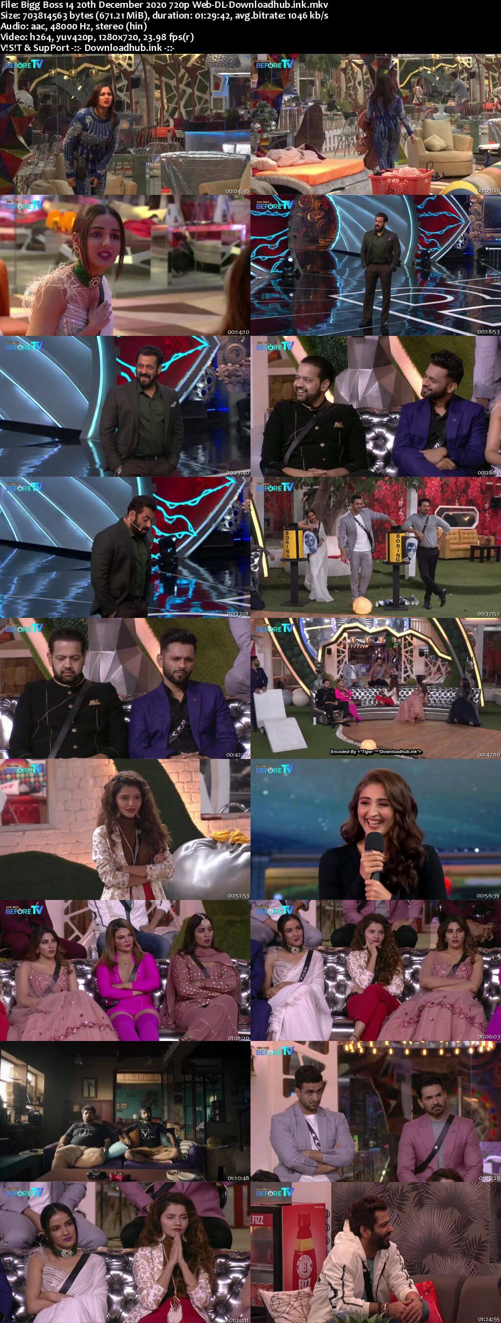 Bigg Boss 14 20th December 2020 Episode 78 720p 480p Web-DL