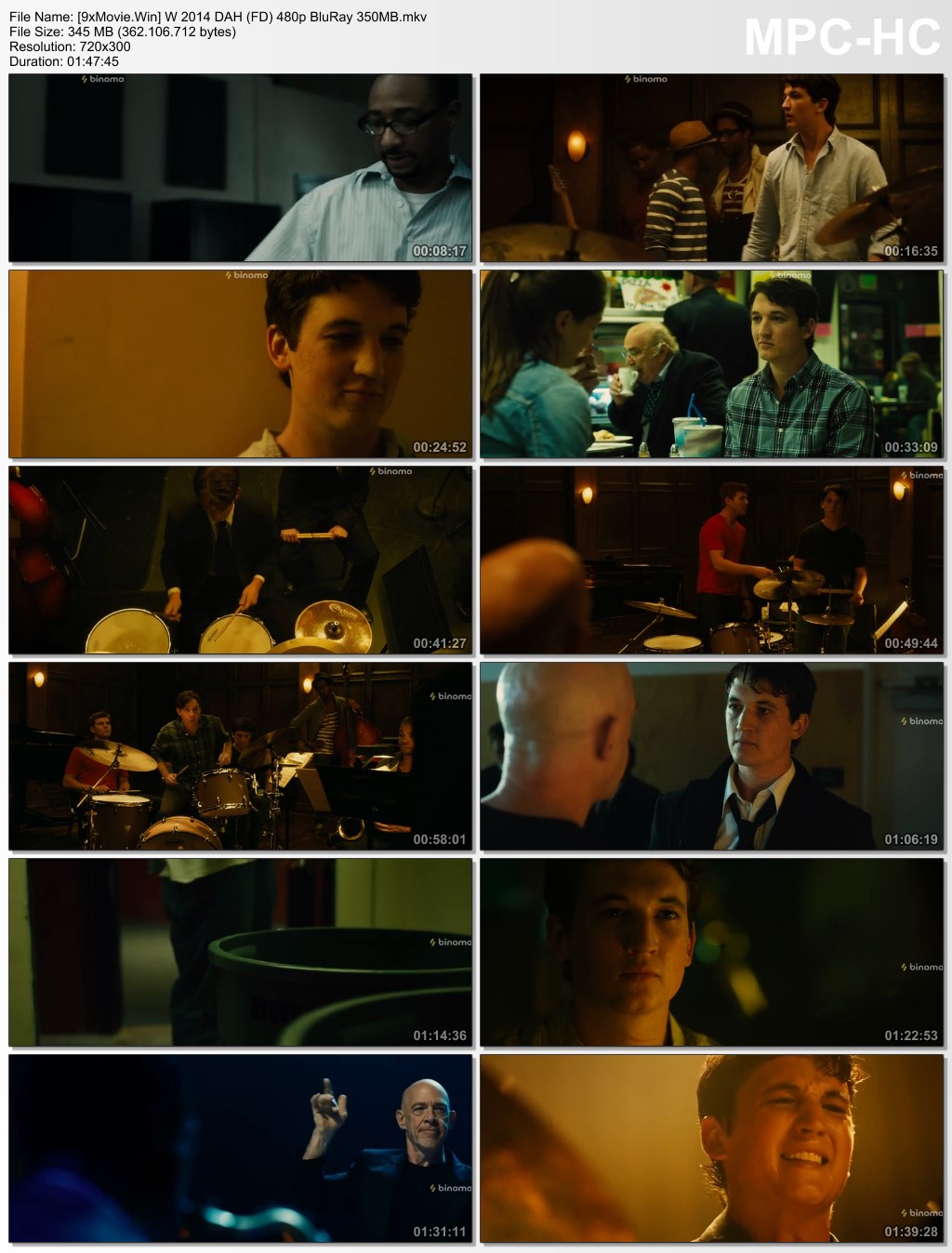 Whiplash 2014 Dual Audio Hindi (Fan Dub) 480p BluRay x264 350MB