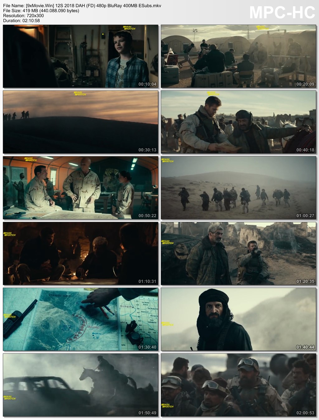 12 Strong 2018 Dual Audio Hindi (Fan Dub) 480p BluRay x264 400MB ESubs