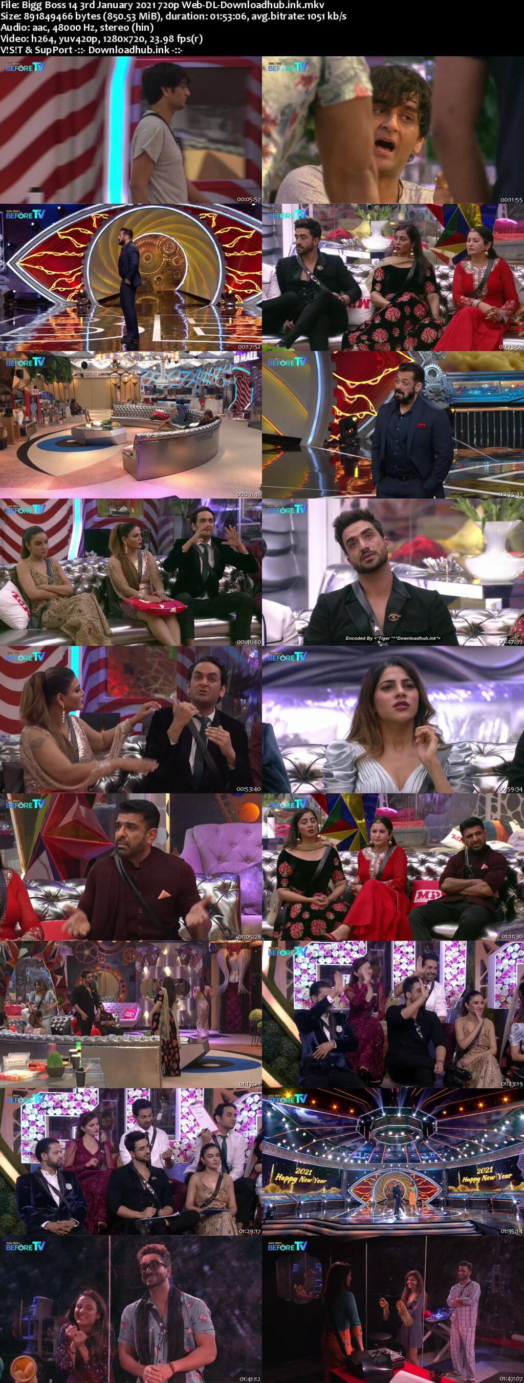 Bigg Boss 14 3rd January 2021 Episode 92 720p 480p Web-DL