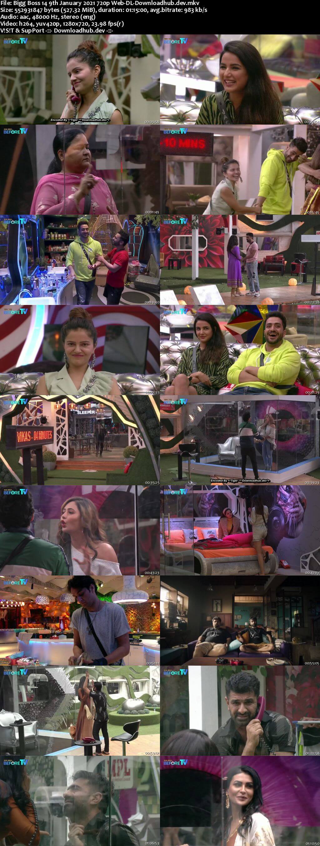 Bigg Boss 14 9th January 2021 Episode 98 720p 480p Web-DL