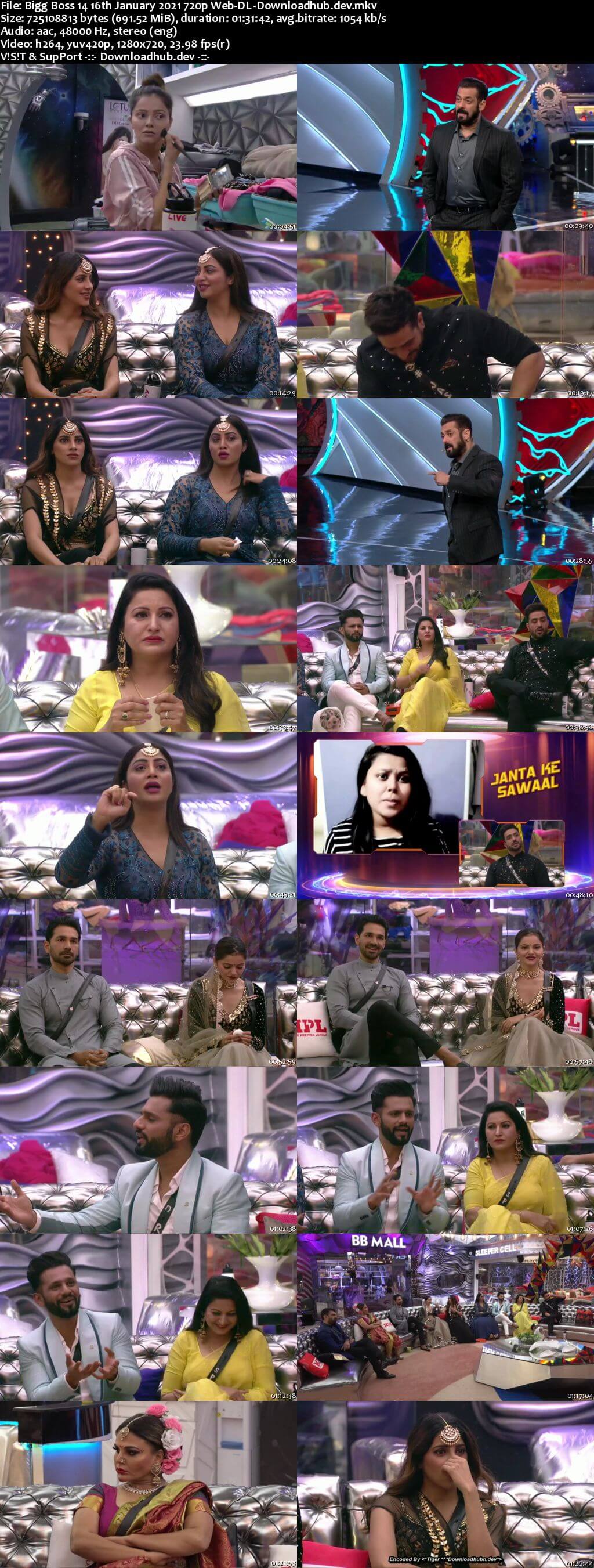 Bigg Boss 14 16th January 2021 Episode 105 720p 480p Web-DL