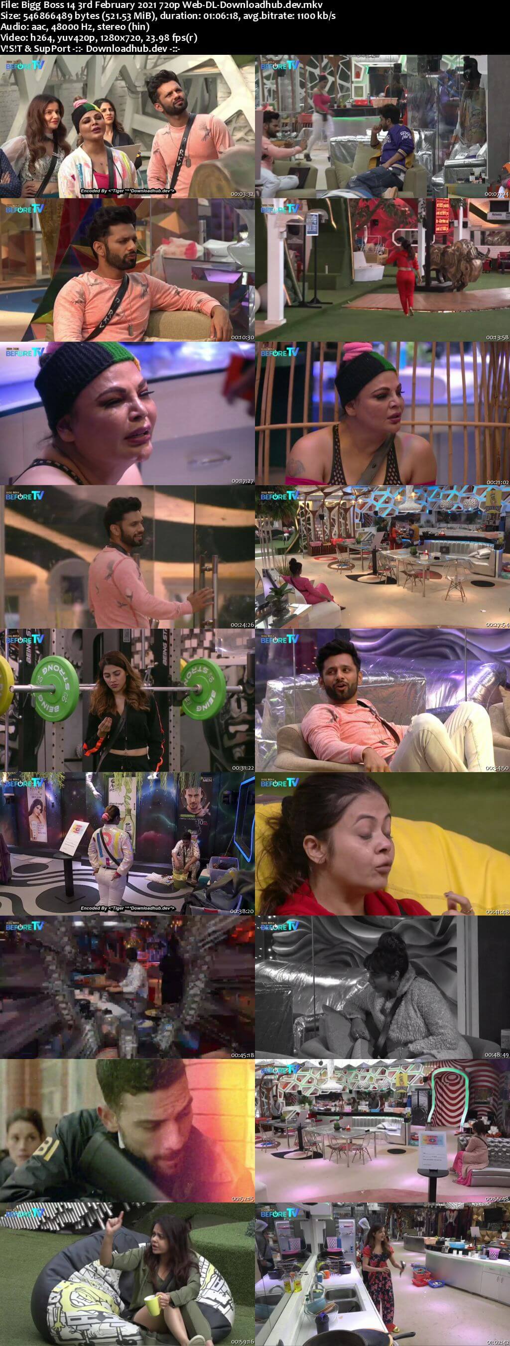 Bigg Boss 14 3rd February 2021 Episode 123 720p 480p Web-DL