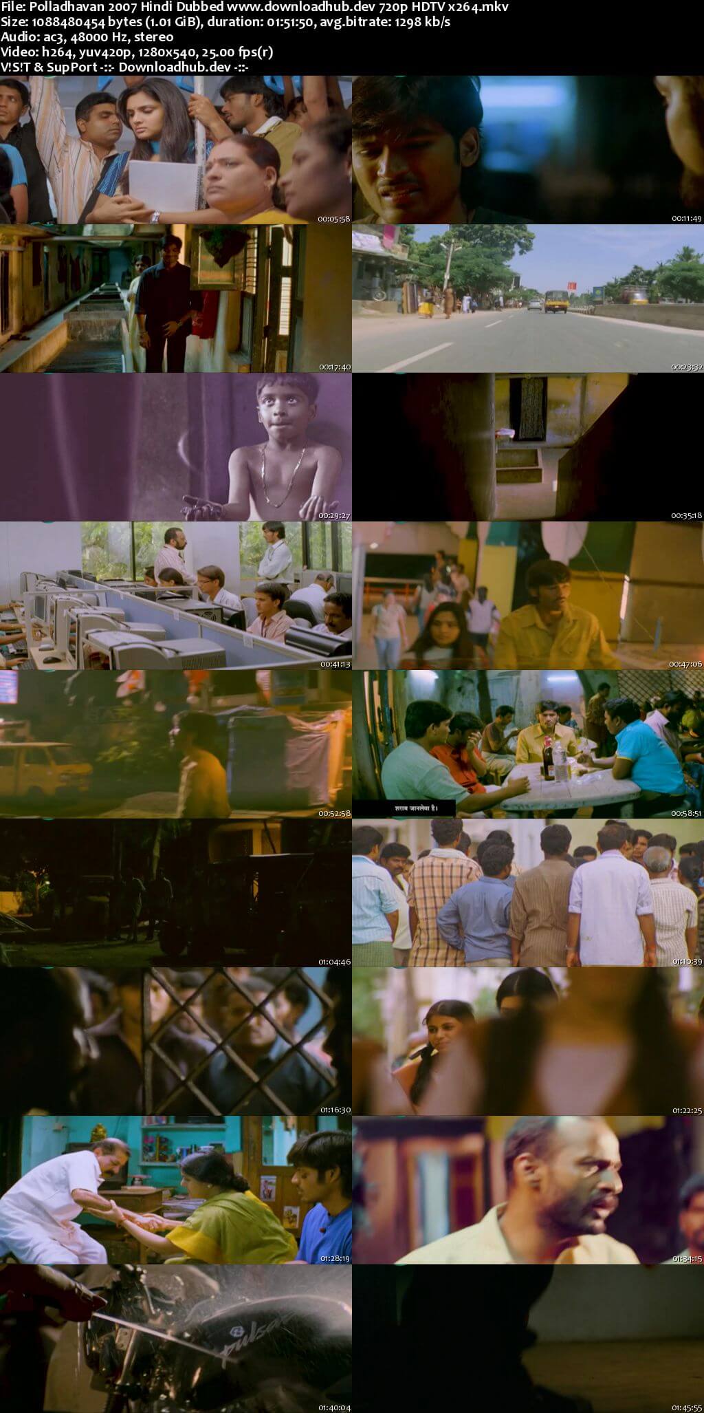 Polladhavan 2007 Hindi Dubbed 720p HDTV x264