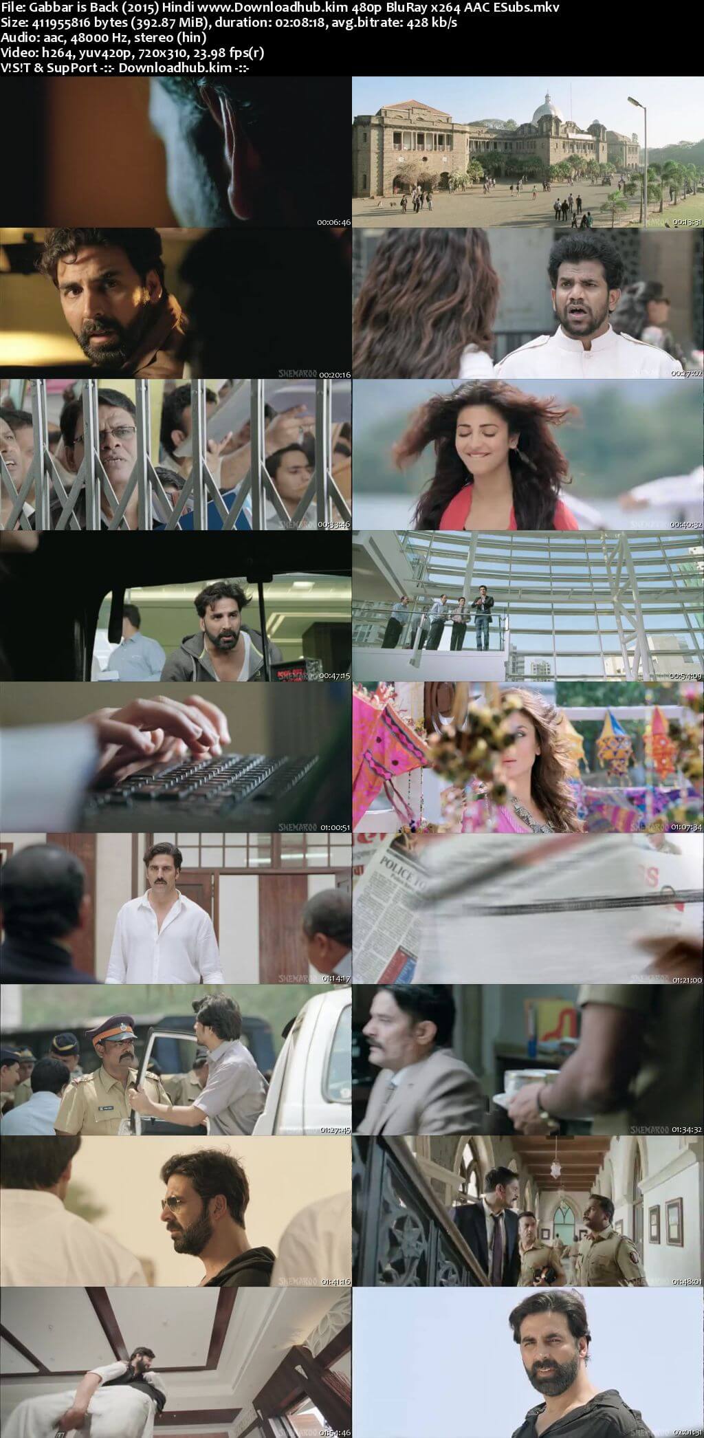 Gabbar Is Back 2015 Hindi 350MB BluRay 480p ESubs