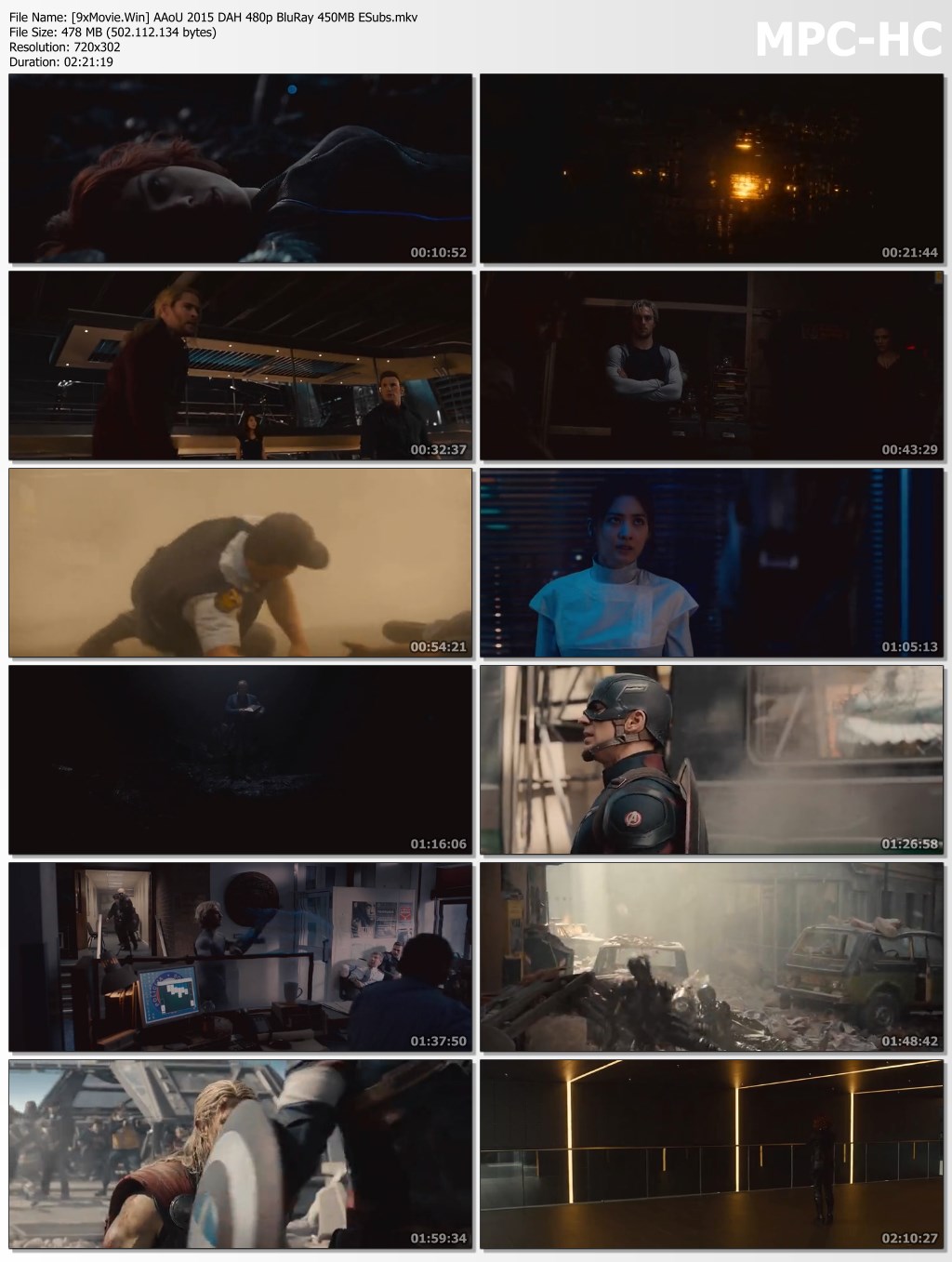 Avengers Age of Ultron 2015 Dual Audio Hindi 480p BluRay x264 450MB ESubs