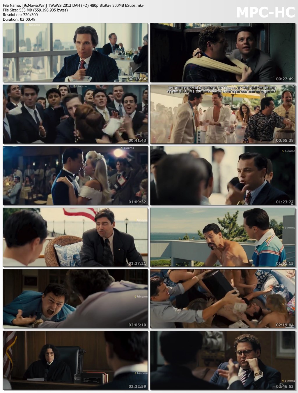 The Wolf of Wall Street 2013 Dual Audio Hindi (Fan Dub) 480p BluRay x264 500MB