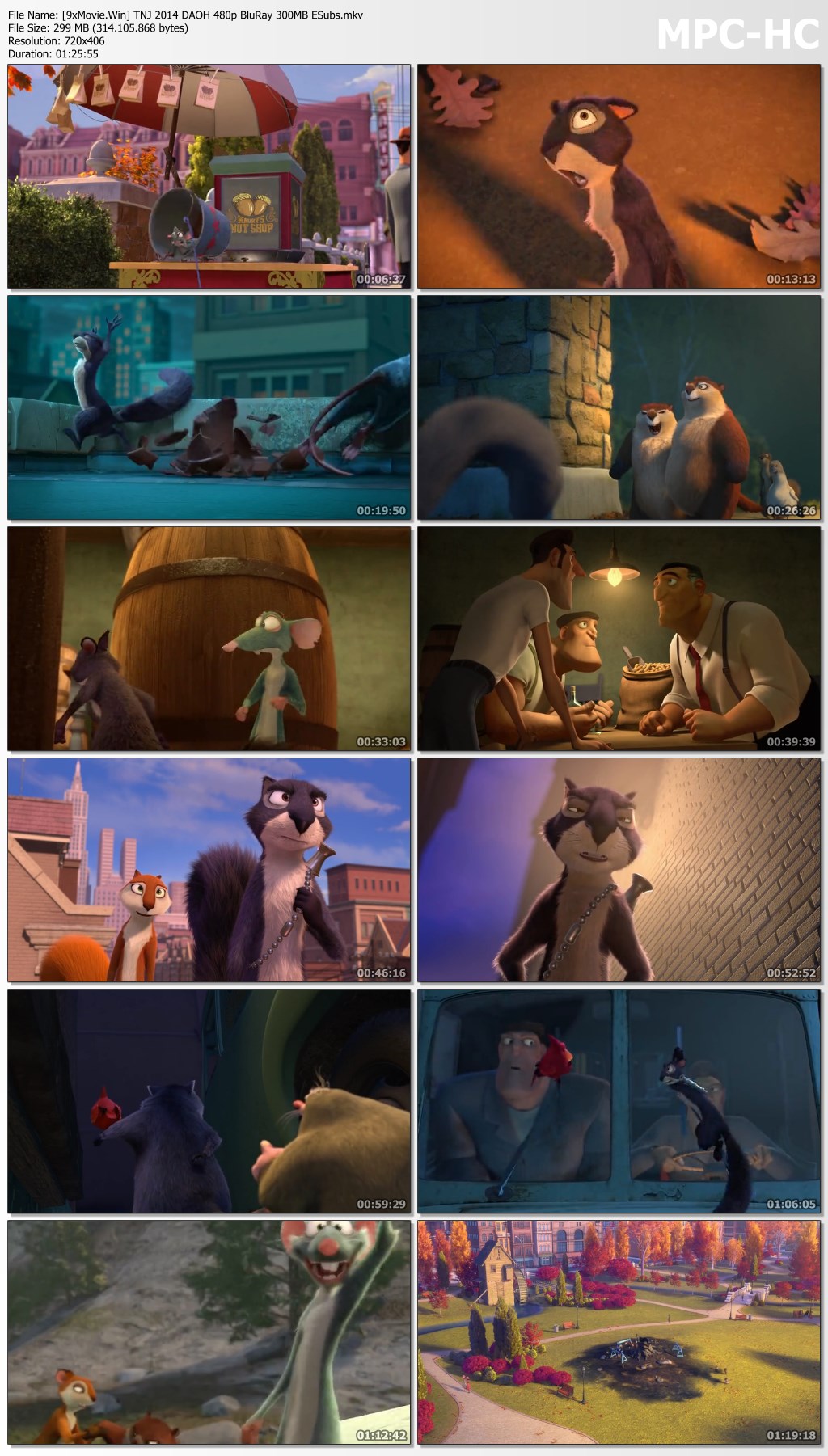 The Nut Job 2014 Dual Audio ORG Hindi 480p BluRay x264 300MB ESubs