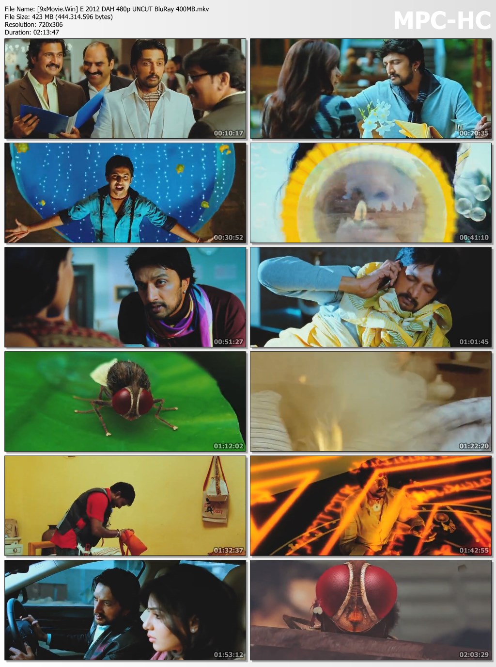 Eega 2012 Dual Audio Hindi 480p UNCUT BluRay x264 400MB