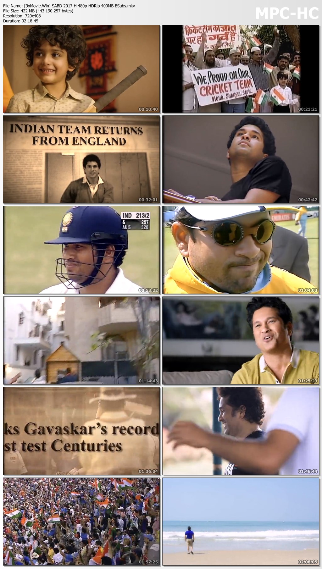 Sachin A Billion Dreams 2017 Hindi 480p HDRip x264 400MB ESubs