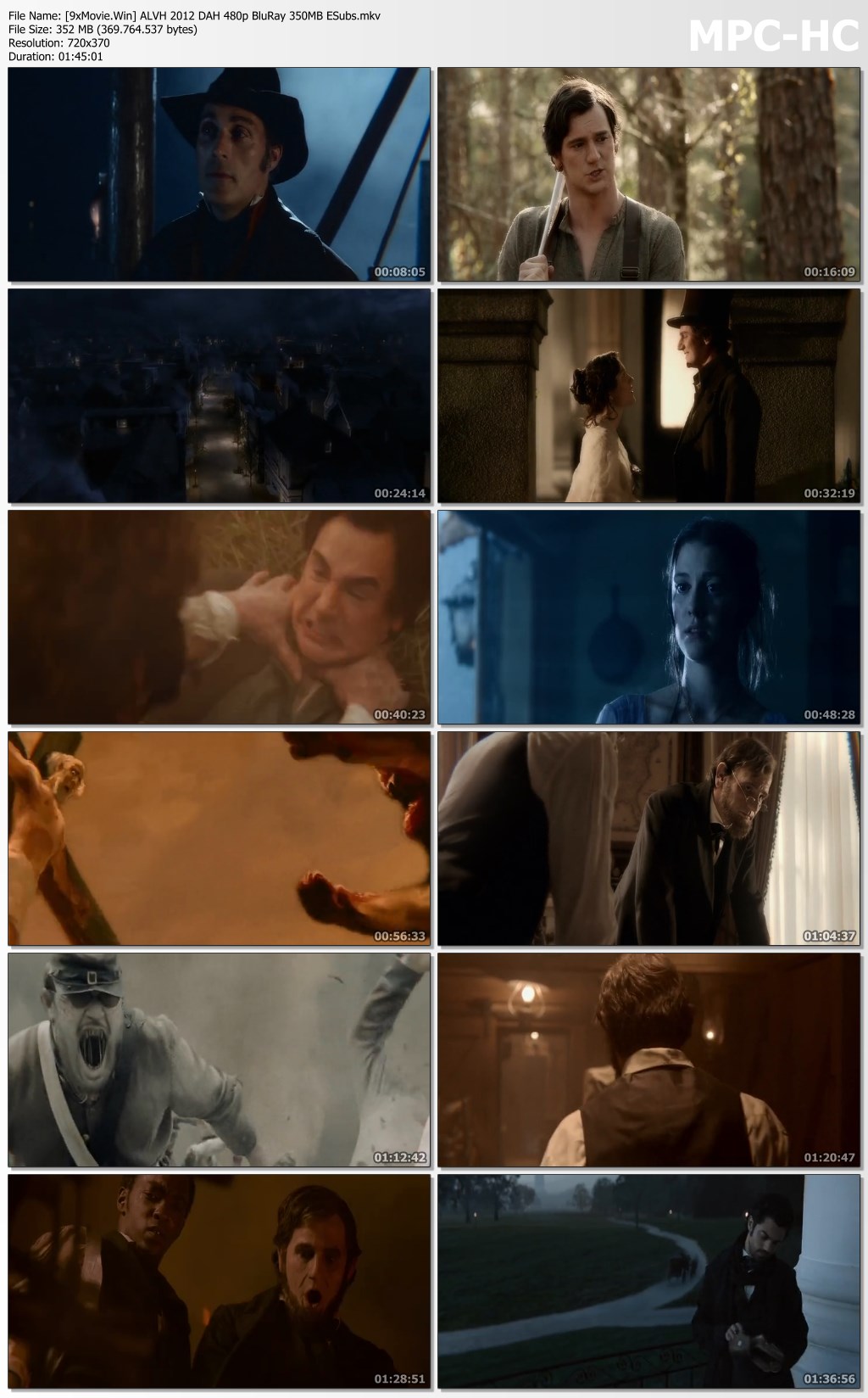 Abraham Lincoln Vampire Hunter 2012 Dual Audio Hindi 480p BluRay x264 350MB ESubs