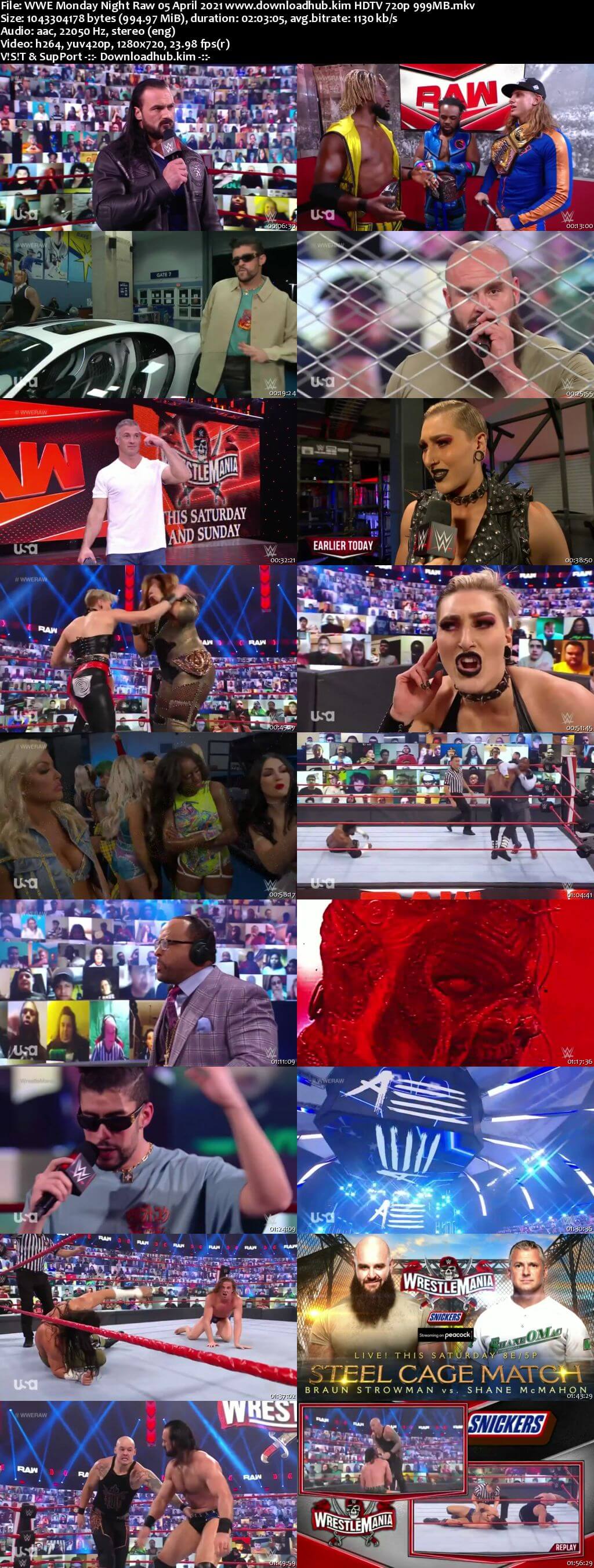 WWE Monday Night Raw 5th April 2021 720p 500MB HDTVRip 480p