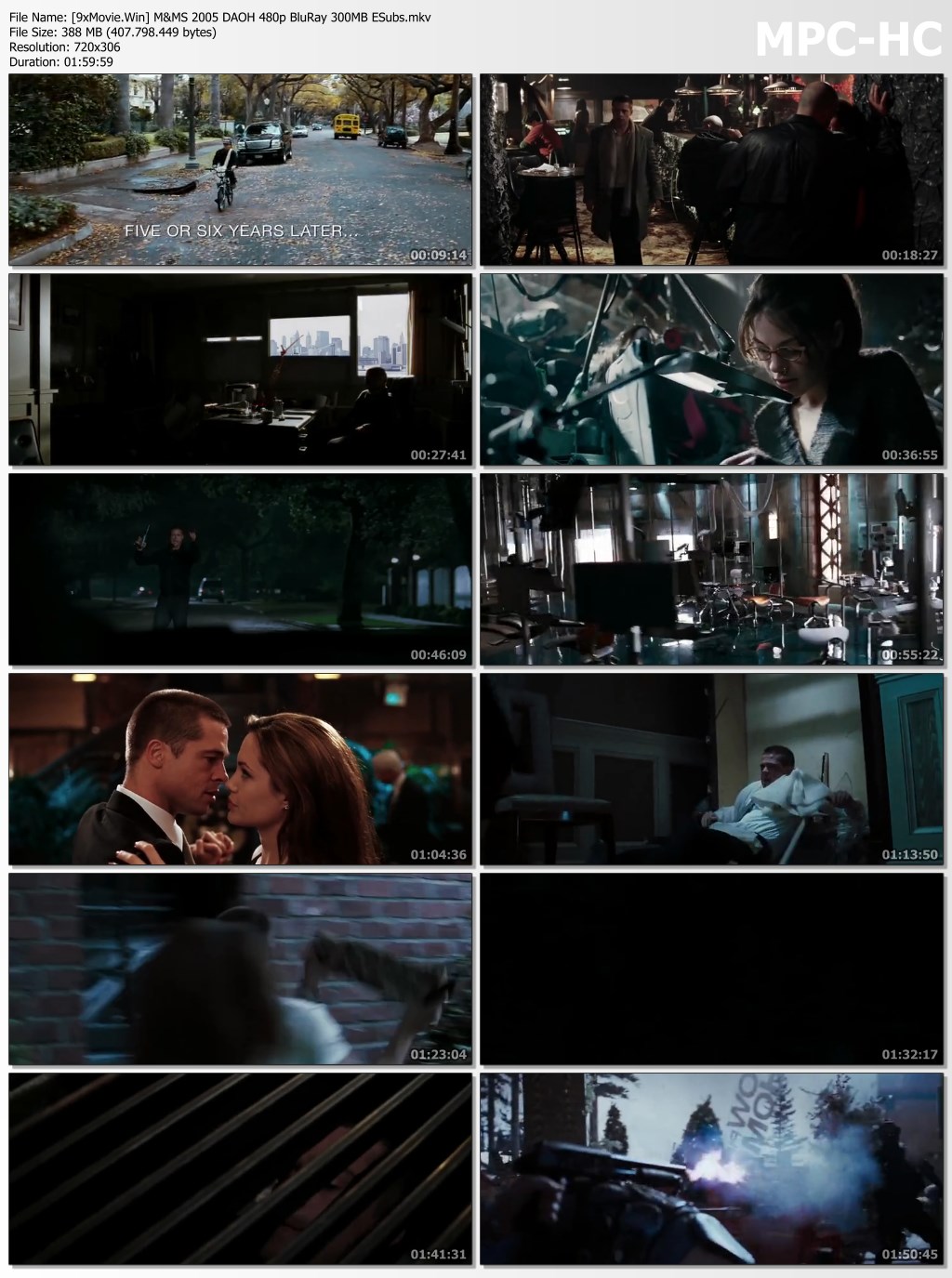 Mr. & Mrs. Smith 2005 Hollywood Movie Hindi ORG 480p BluRay x264 350MB ESubs