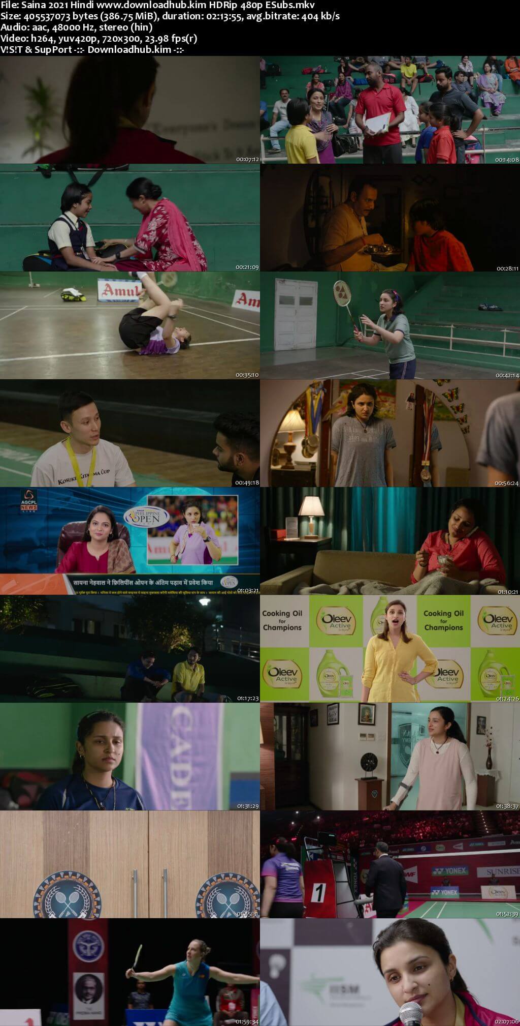 Saina 2021 Hindi 350MB HDRip 480p ESubs