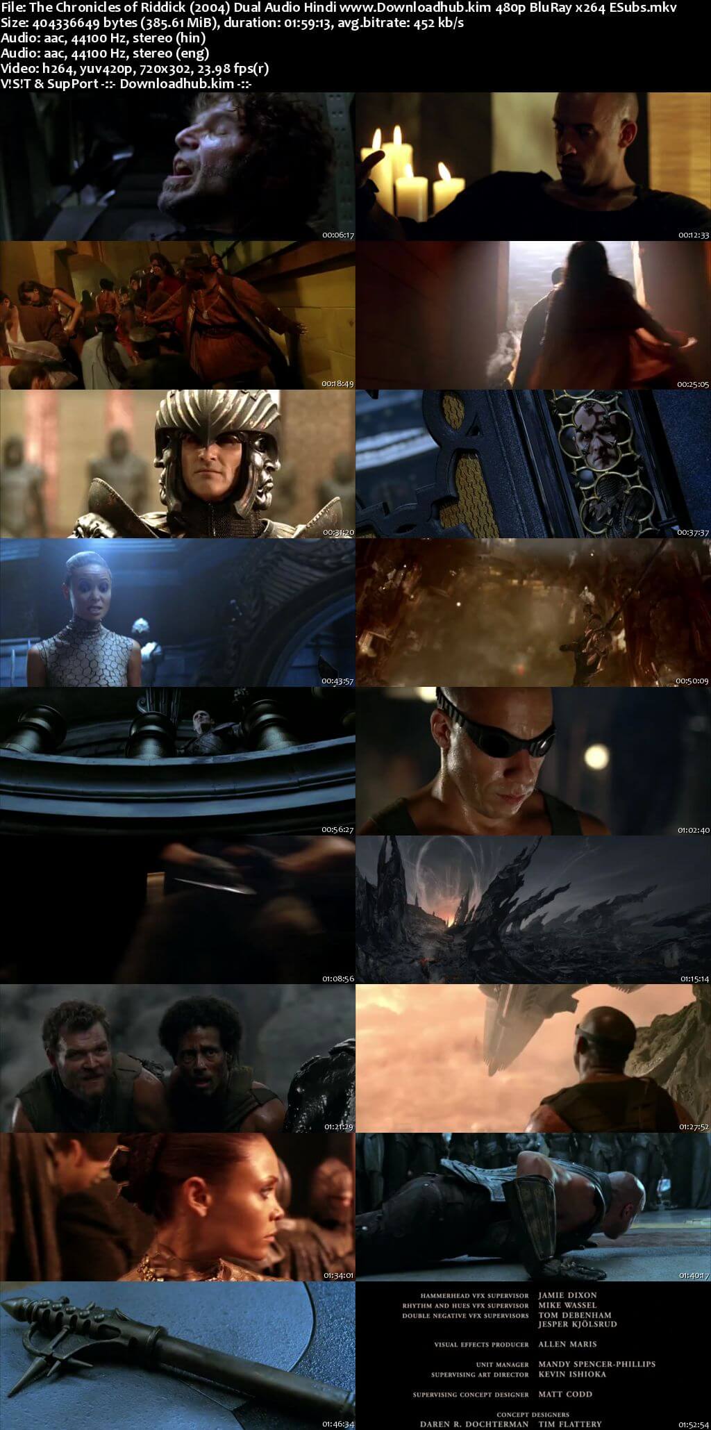 The Chronicles of Riddick 2004 Hindi Dual Audio 350MB BluRay 480p ESubs