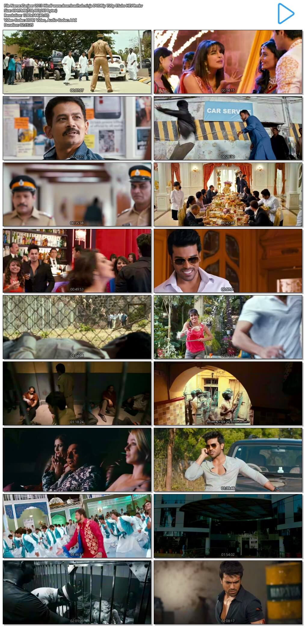 Zanjeer 2013 Hindi 700MB DVDRip 720p ESubs HEVC
