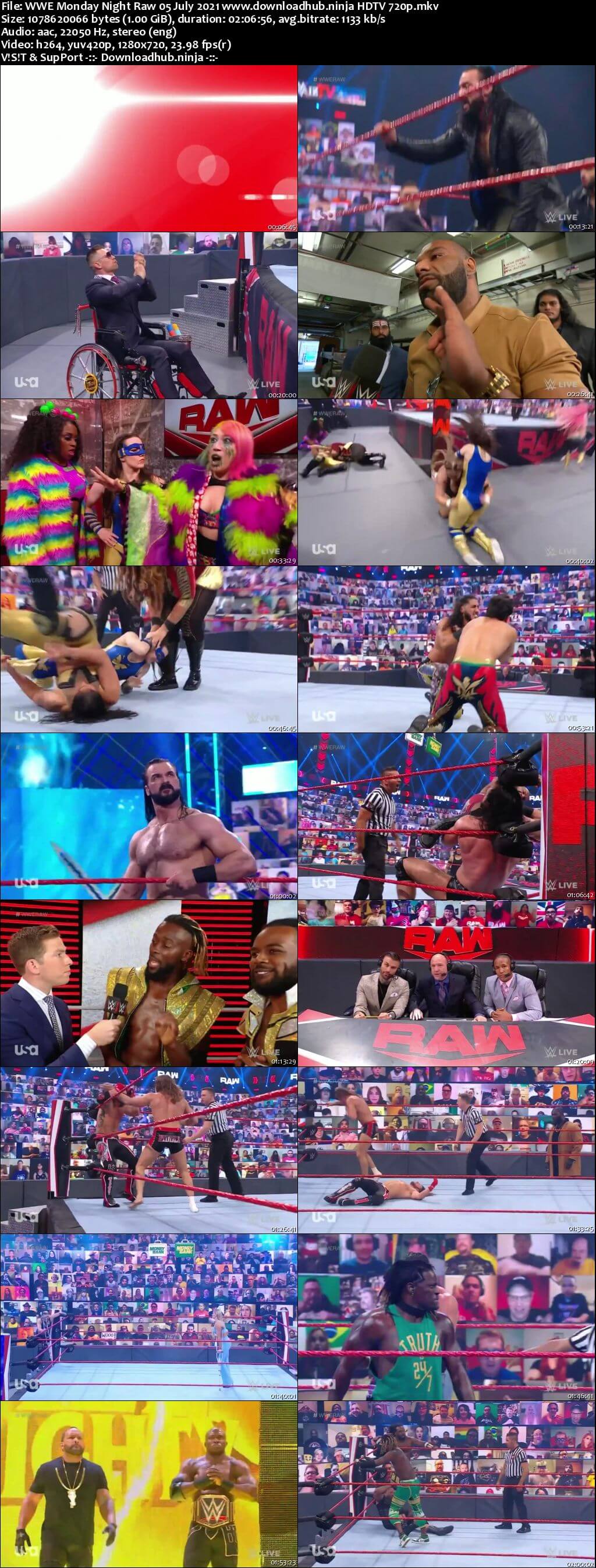 WWE Monday Night Raw 5th July 2021 720p 500MB HDTVRip 480p