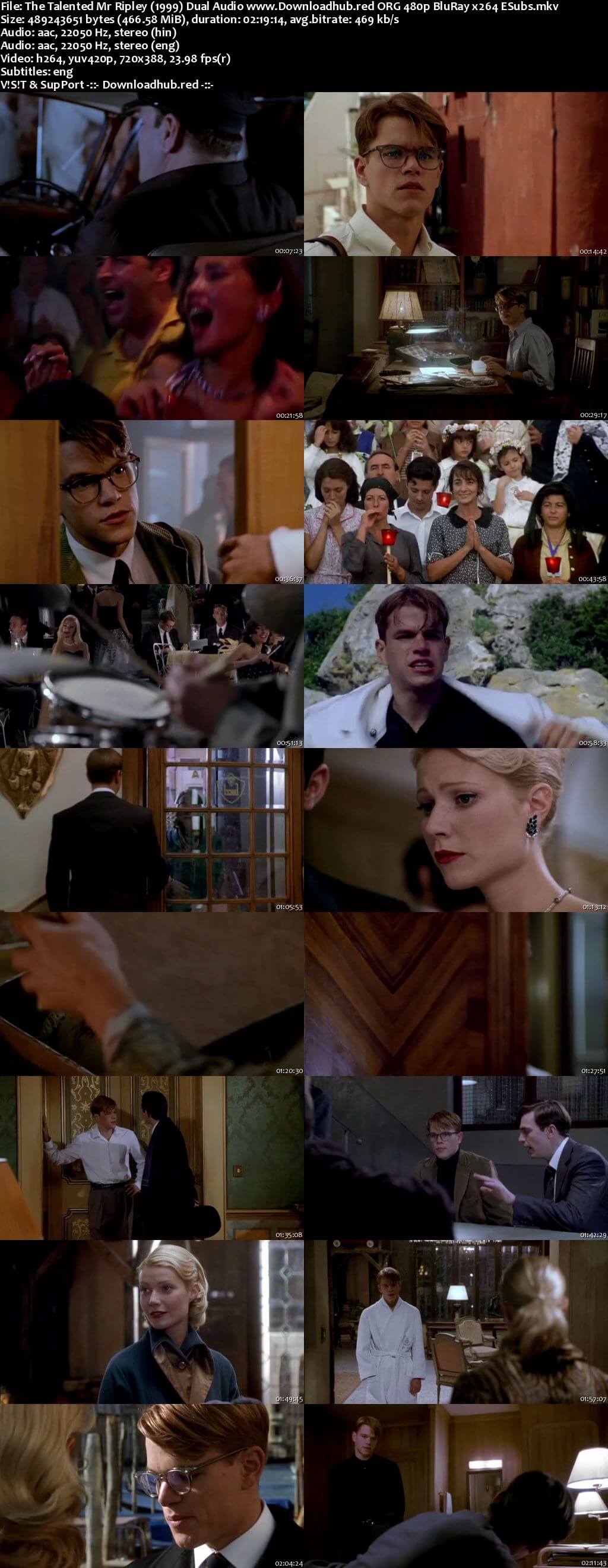 The Talented Mr Ripley 1999 Hindi Dual Audio 450MB BluRay 480p ESubs