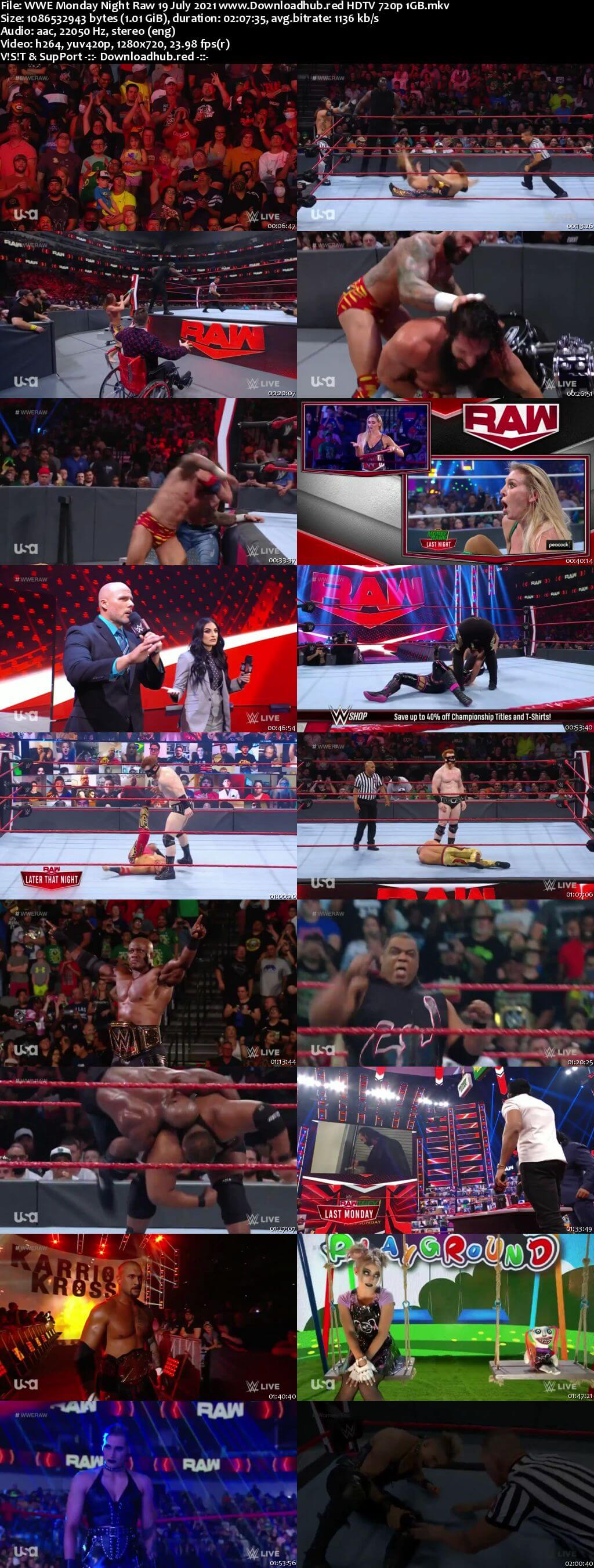 WWE Monday Night Raw 19th July 2021 720p 500MB HDTVRip 480p