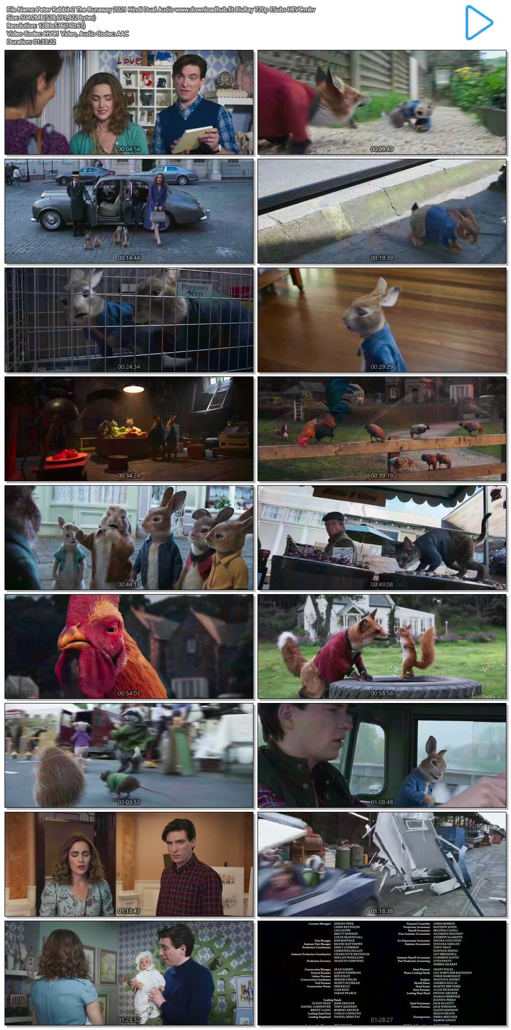 Peter Rabbit 2 The Runaway 2021 Hindi Dual Audio 500MB BluRay 720p ESubs HEVC
