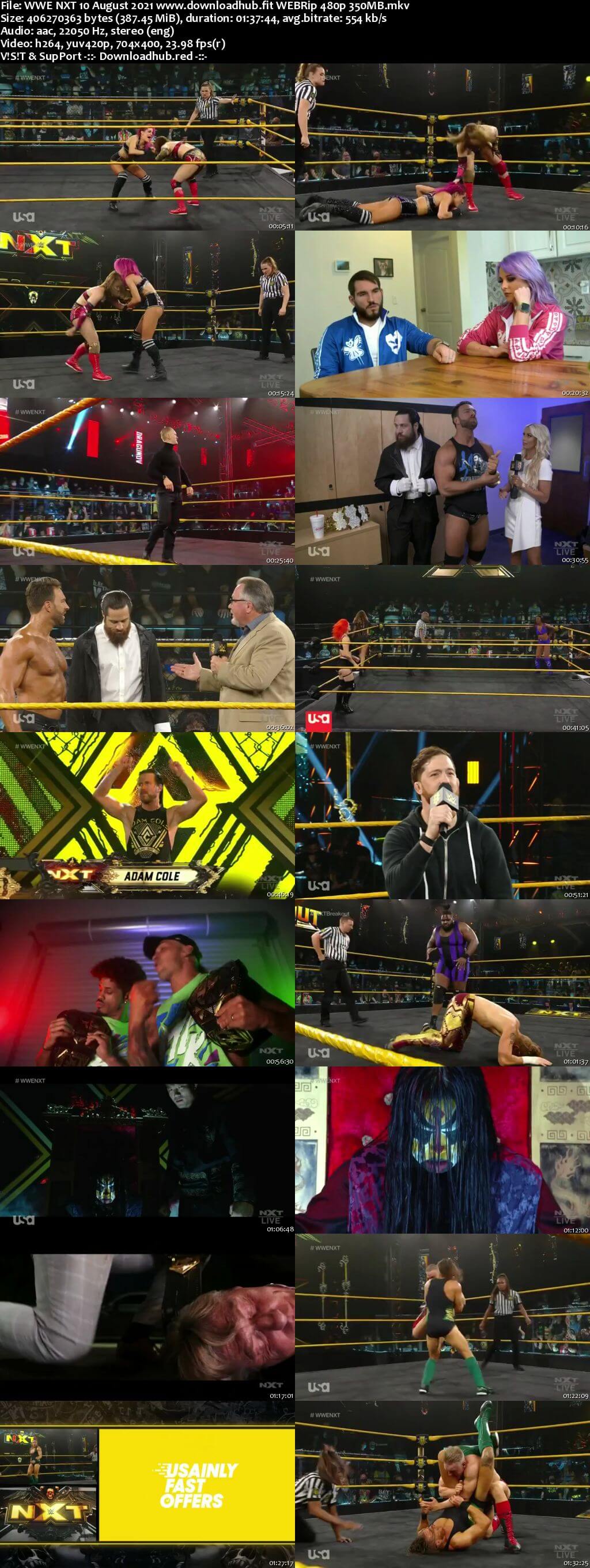 WWE NXT 10th August 2021 350MB WEBRip 480p