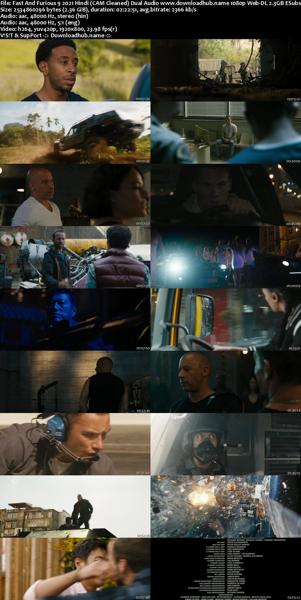Fast And Furious 9 2021 Hindi (CAM Cleaned) Dual Audio 1080p Web-DL 2.3GB ESubs