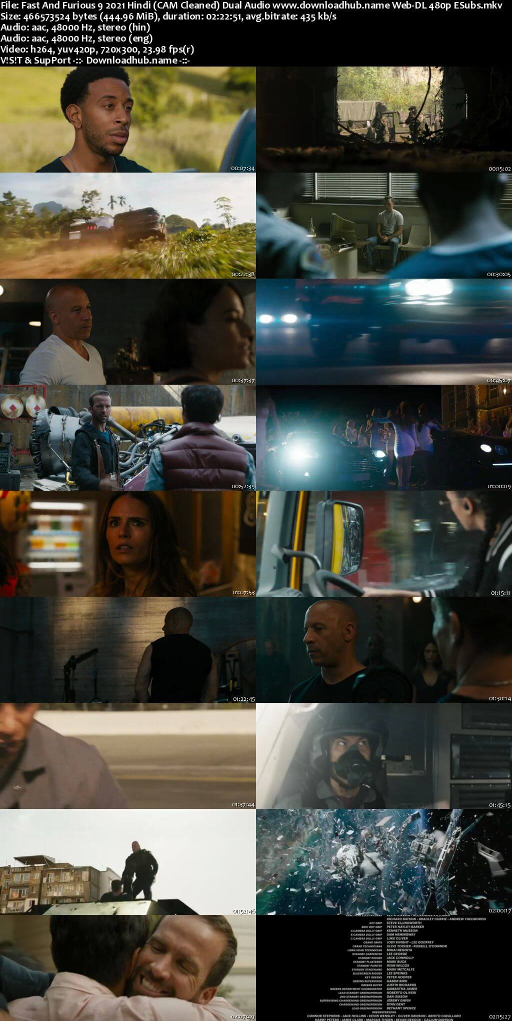 Fast And Furious 9 2021 Hindi (CAM Cleaned) Dual Audio 450MB Web-DL 480p ESubs