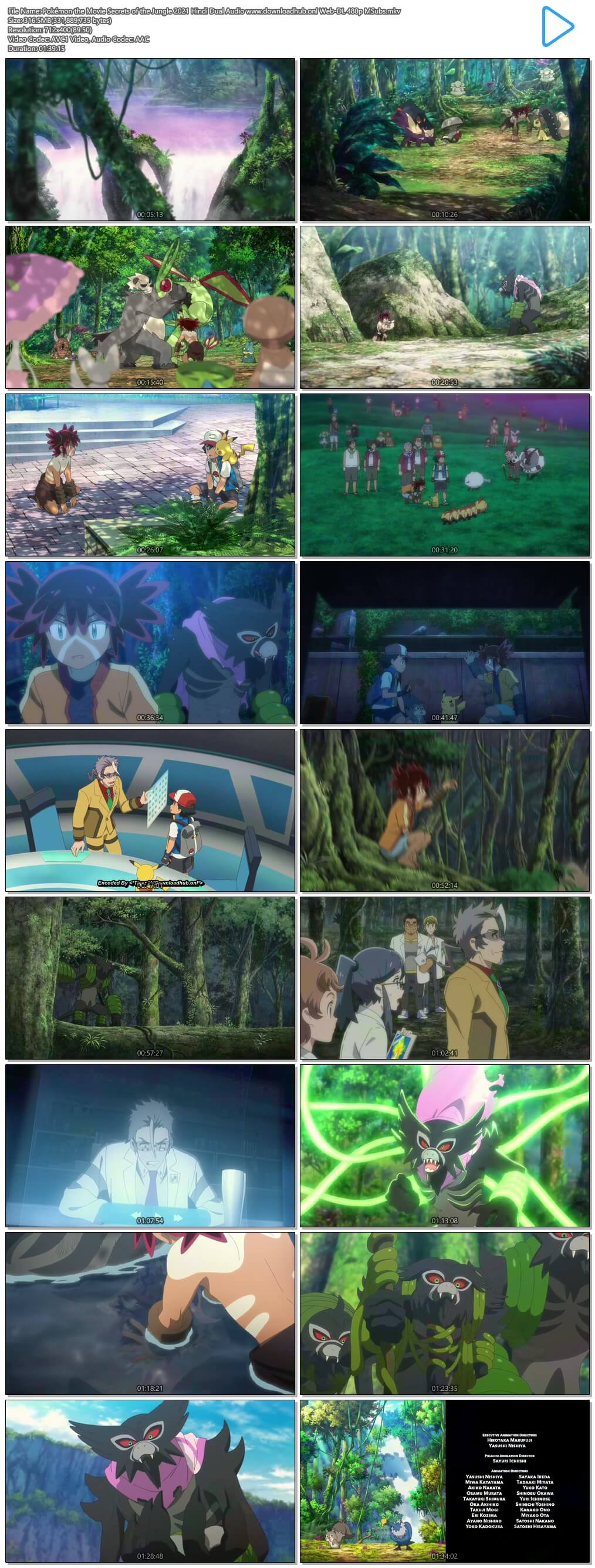 Pokémon the Movie Secrets of the Jungle 2021 Hindi Dual Audio 300MB Web-DL 480p MSubs