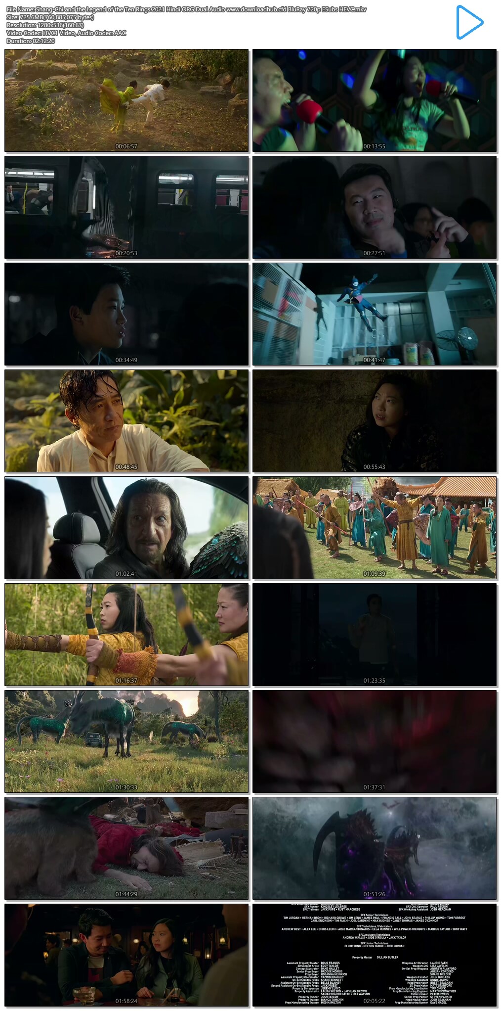 Shang-Chi and the Legend of the Ten Rings 2021 Hindi ORG Dual Audio 700MB BluRay 720p ESubs HEVC