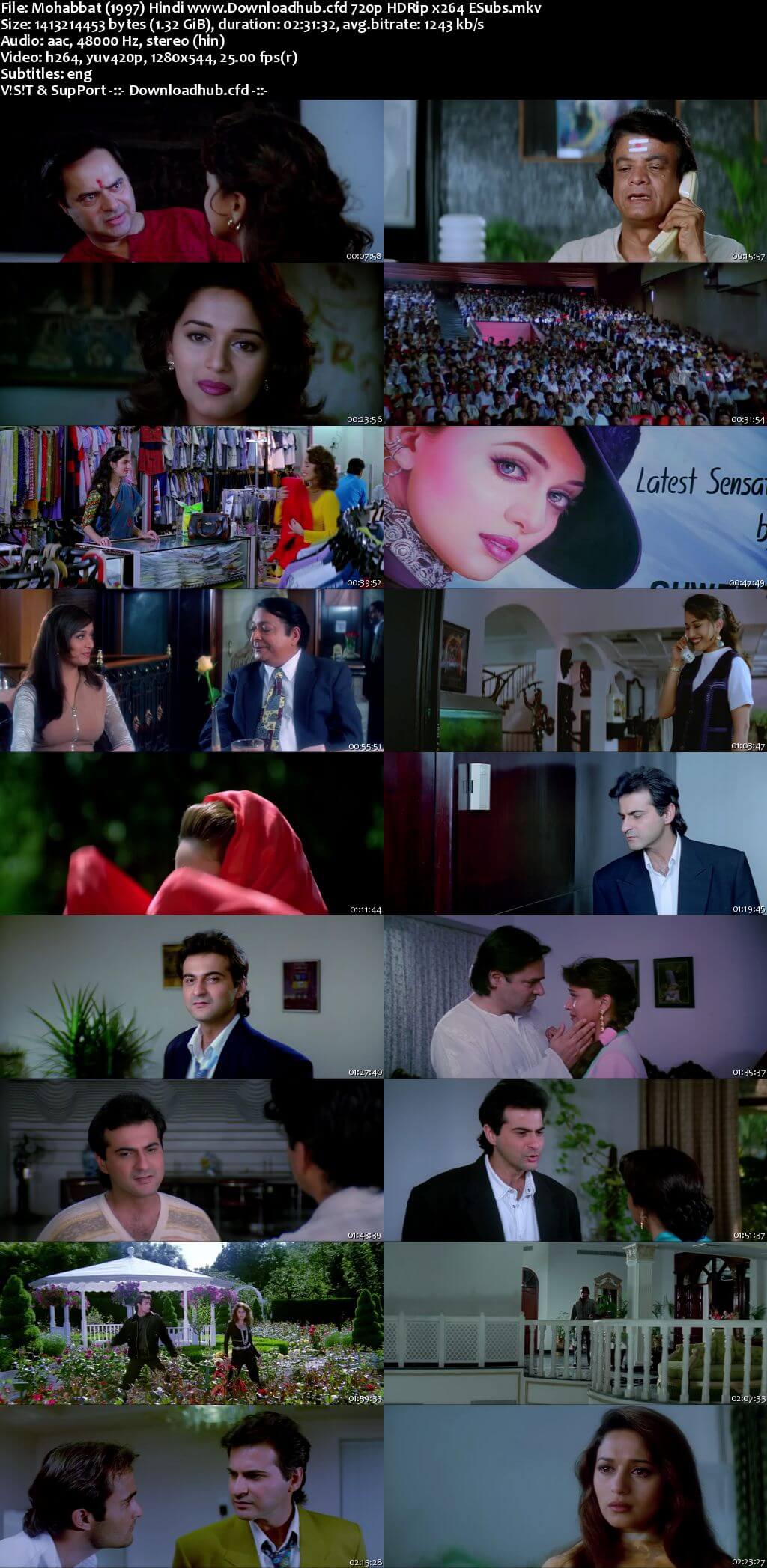 Mohabbat 1997 Hindi 720p HDRip ESubs