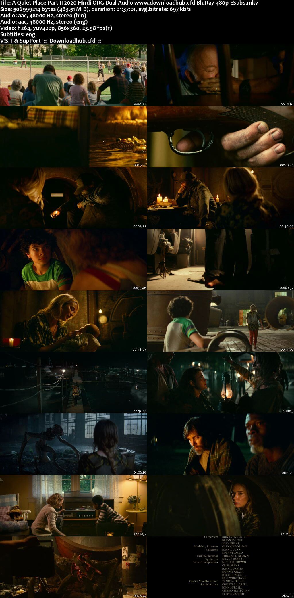 A Quiet Place Part II 2020 Hindi ORG Dual Audio 450MB BluRay 480p ESubs