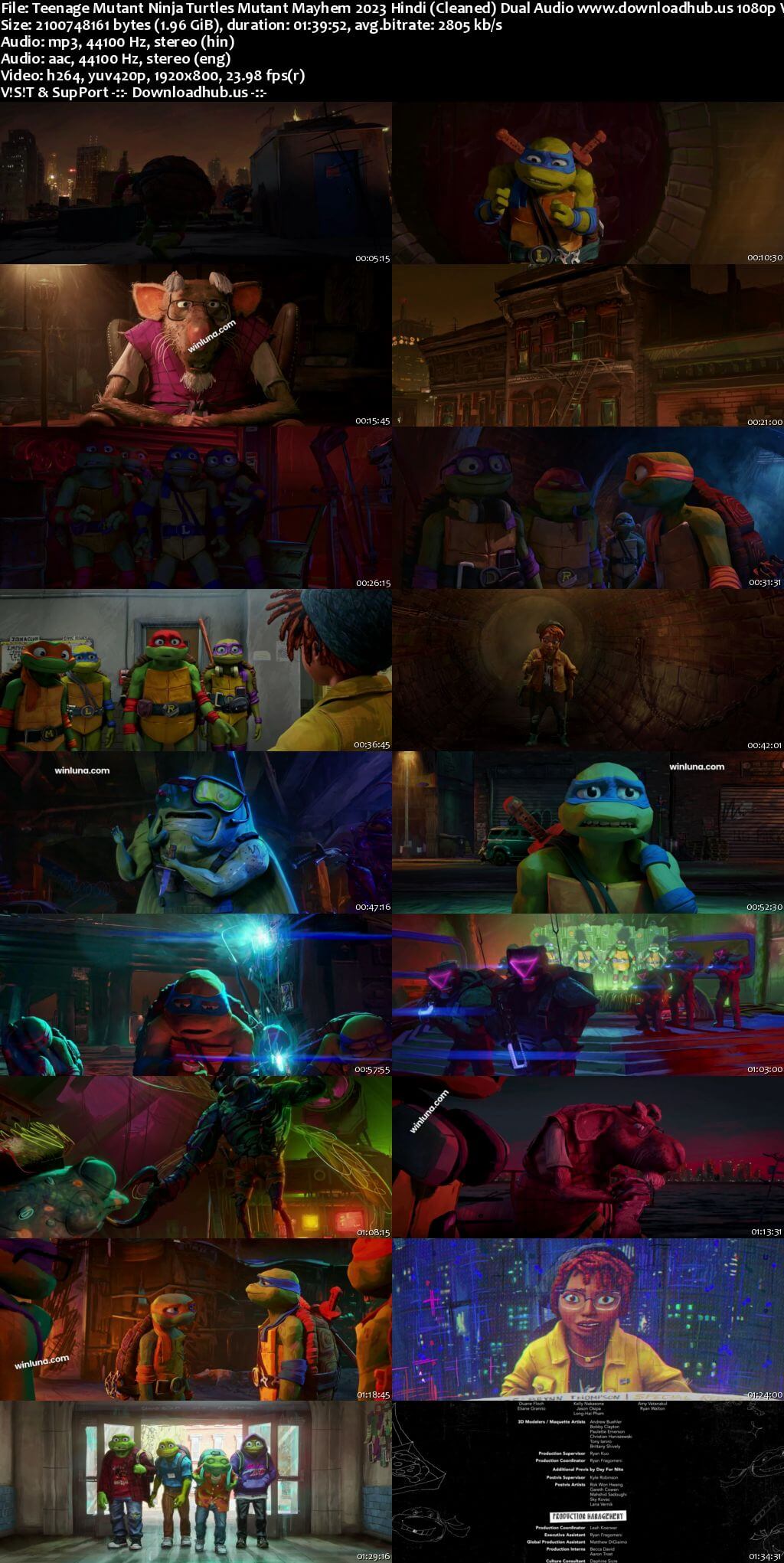 Teenage Mutant Ninja Turtles Mutant Mayhem 2023 Hindi (Cleaned) Dual Audio Movie 1080p 720p 480p Web-DL