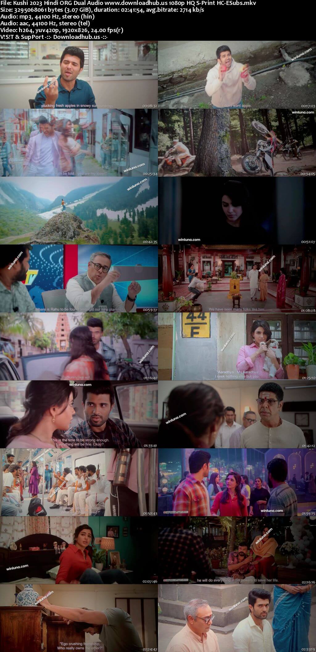 Kushi 2023 Hindi ORG Dual Audio Movie 1080p 720p 480p HQ S-Print HC-ESubs HEVC
