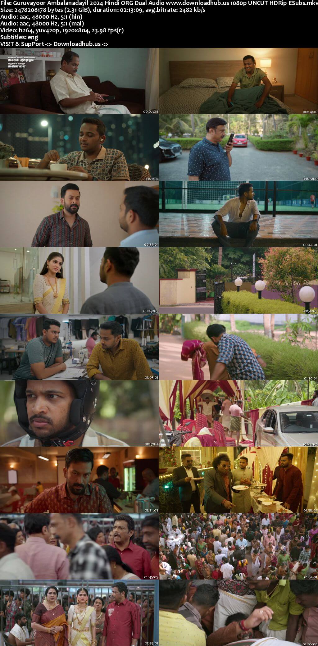 Guruvayoor Ambalanadayil 2024 Hindi ORG Dual Audio Movie DD5.1 4k 1080p 720p 480p UNCUT HDRip ESubs x264 HEVC