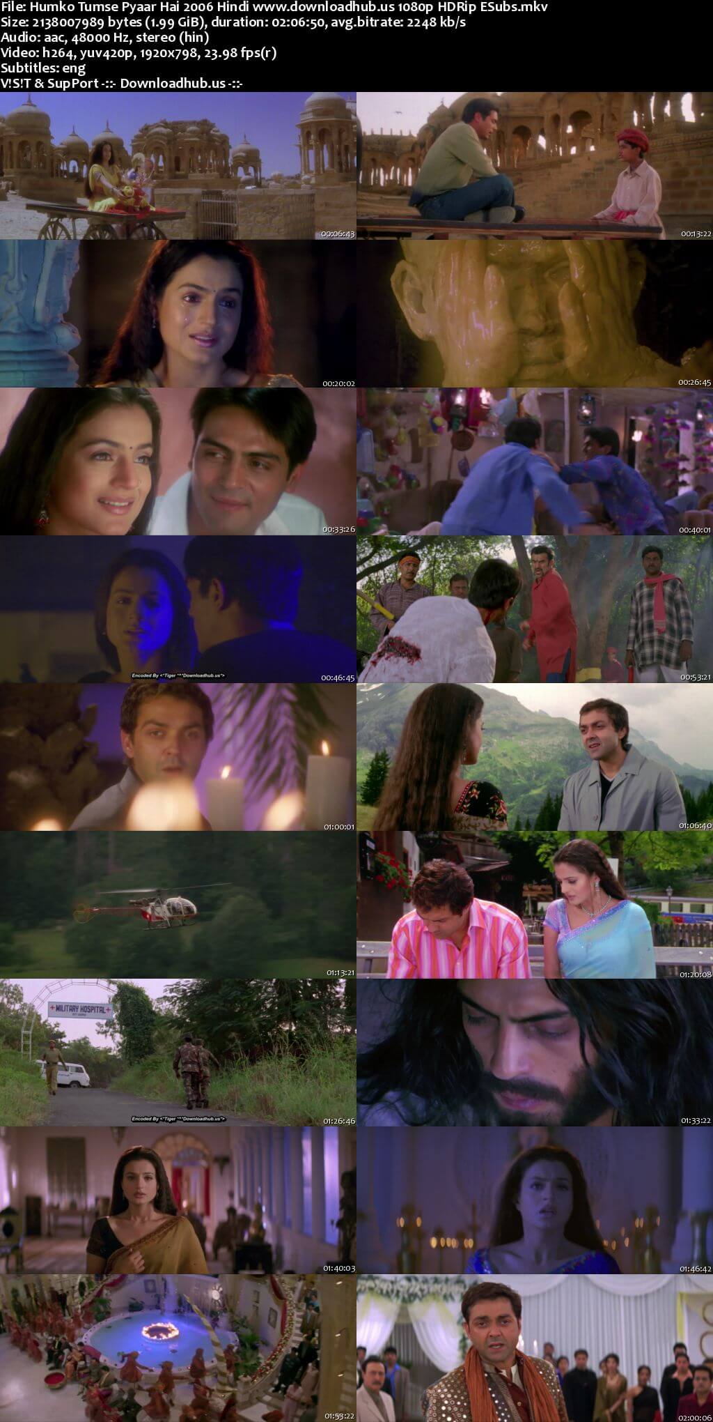 Humko Tumse Pyaar Hai 2006 Hindi Movie DD2.0 1080p 720p 480p HDRip ESubs x264 HEVC