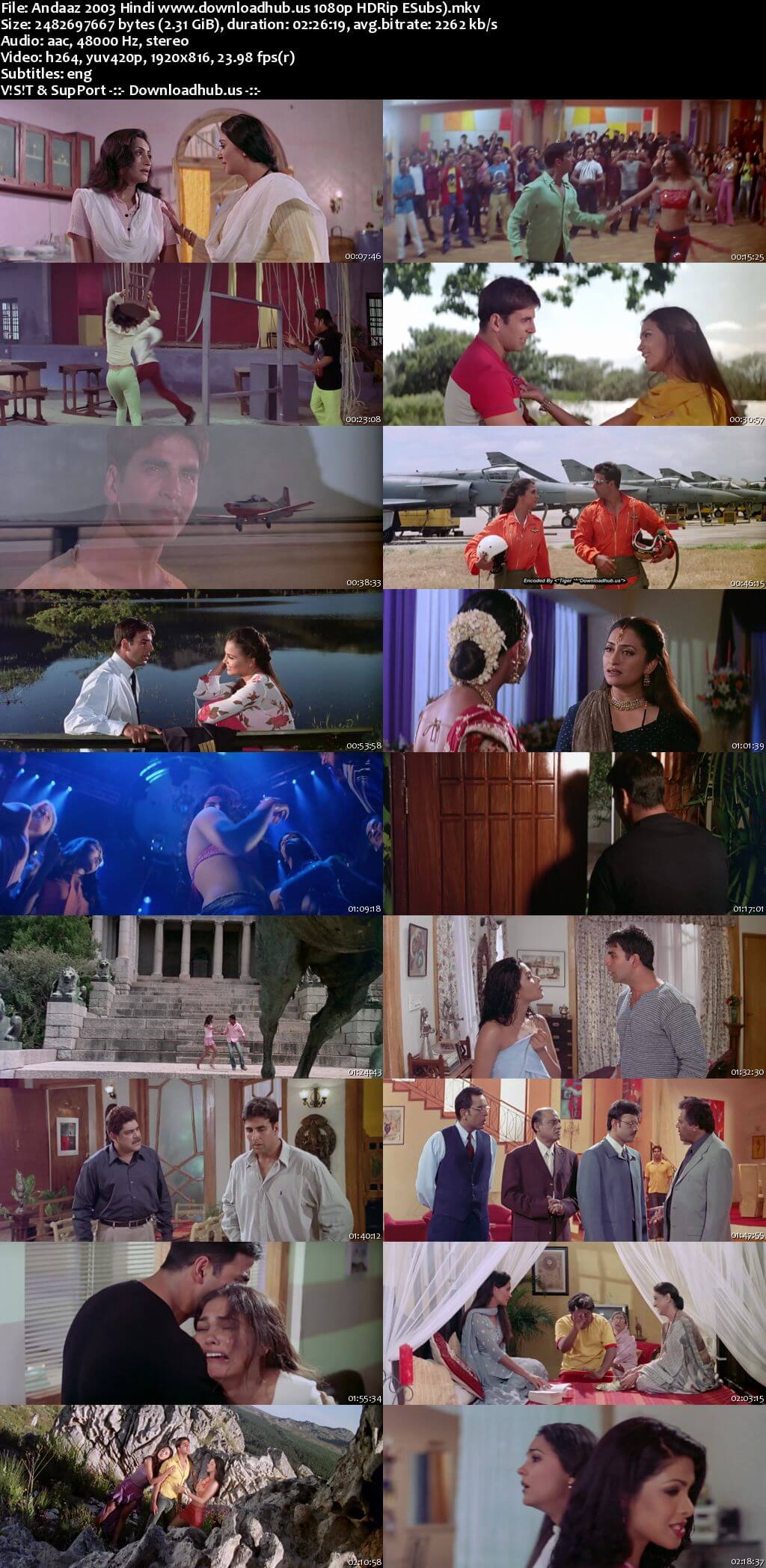 Andaaz 2003 Hindi Movie DD2.0 1080p 720p 480p HDRip ESubs x264 HEVC