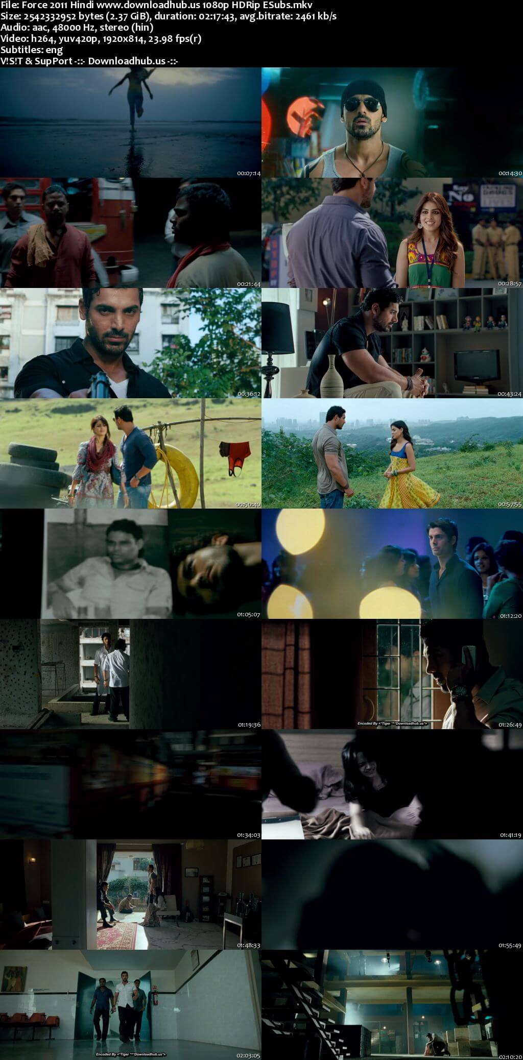 Force 2011 Hindi Movie DD2.0 1080p 720p 480p HDRip ESubs x264 HEVC