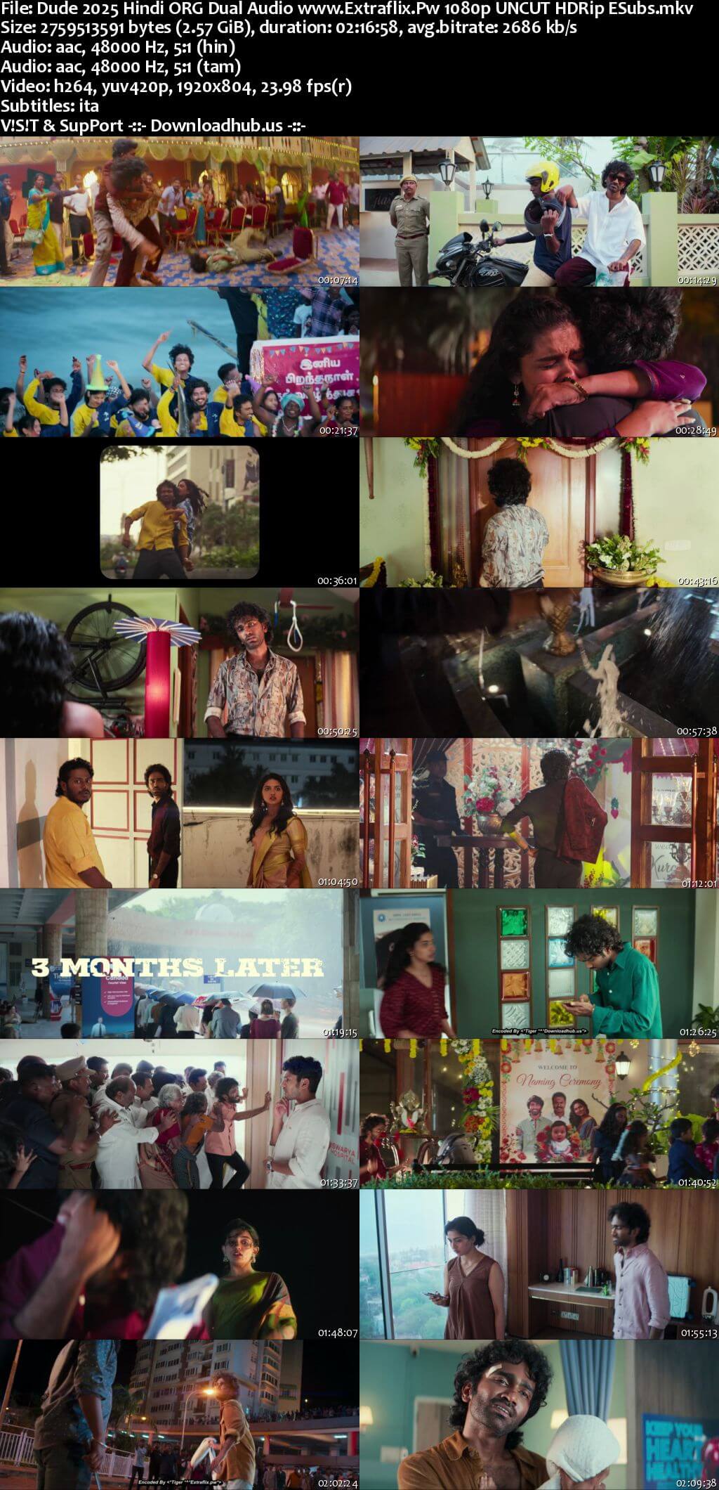 Dude 2025 Hindi ORG Dual Audio Movie DD5.1 4k 1080p 720p 480p UNCUT HDRip ESubs x264 HEVC